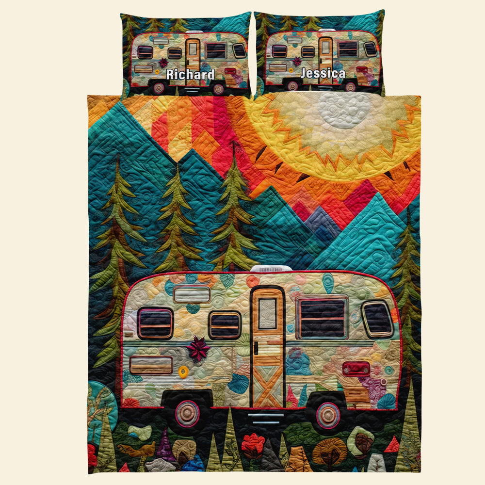Personalized Camping Lovers Quilt & Bedding Set - Perfect Gift for Adventurers Blanket PopCulturePrints