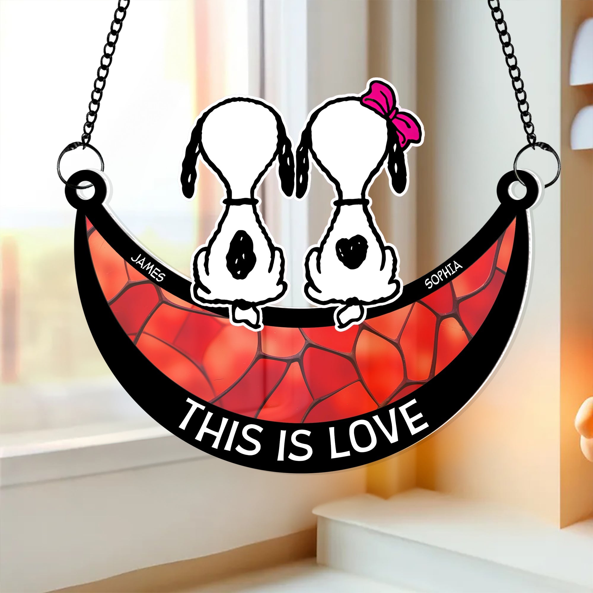 Personalized Couple Dog Suncatcher - This Is Love Ornament