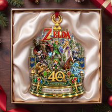 Load image into Gallery viewer, "Celebrate 40 Years of Adventure!" - Personalized 40th Anniversary Christmas Ornament - Gift for Gamers and Zelda Fans Ornament PopCulturePrints
