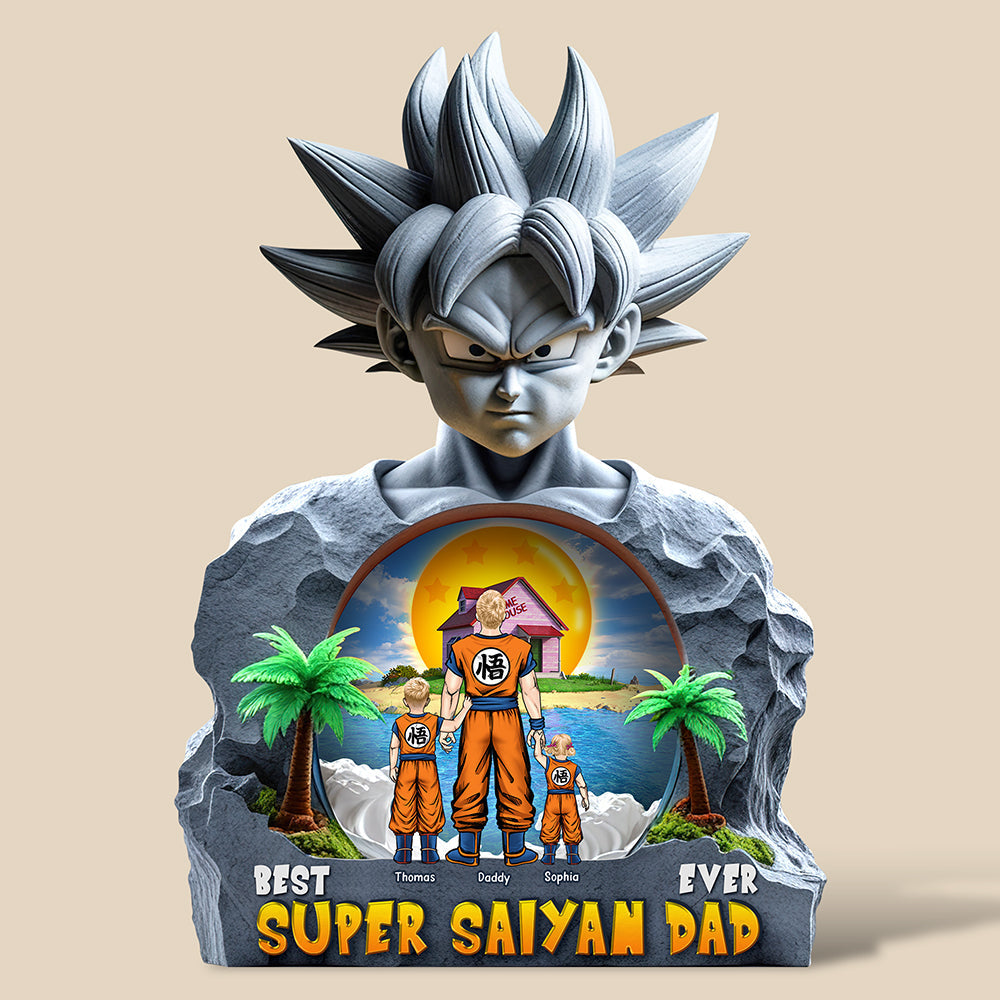 Best Super Saiyan Dad Ever - Personalized Acrylic Plaque Gifts for Fathers, Dads, and Grandpas Shaped Plaques PopCulturePrints