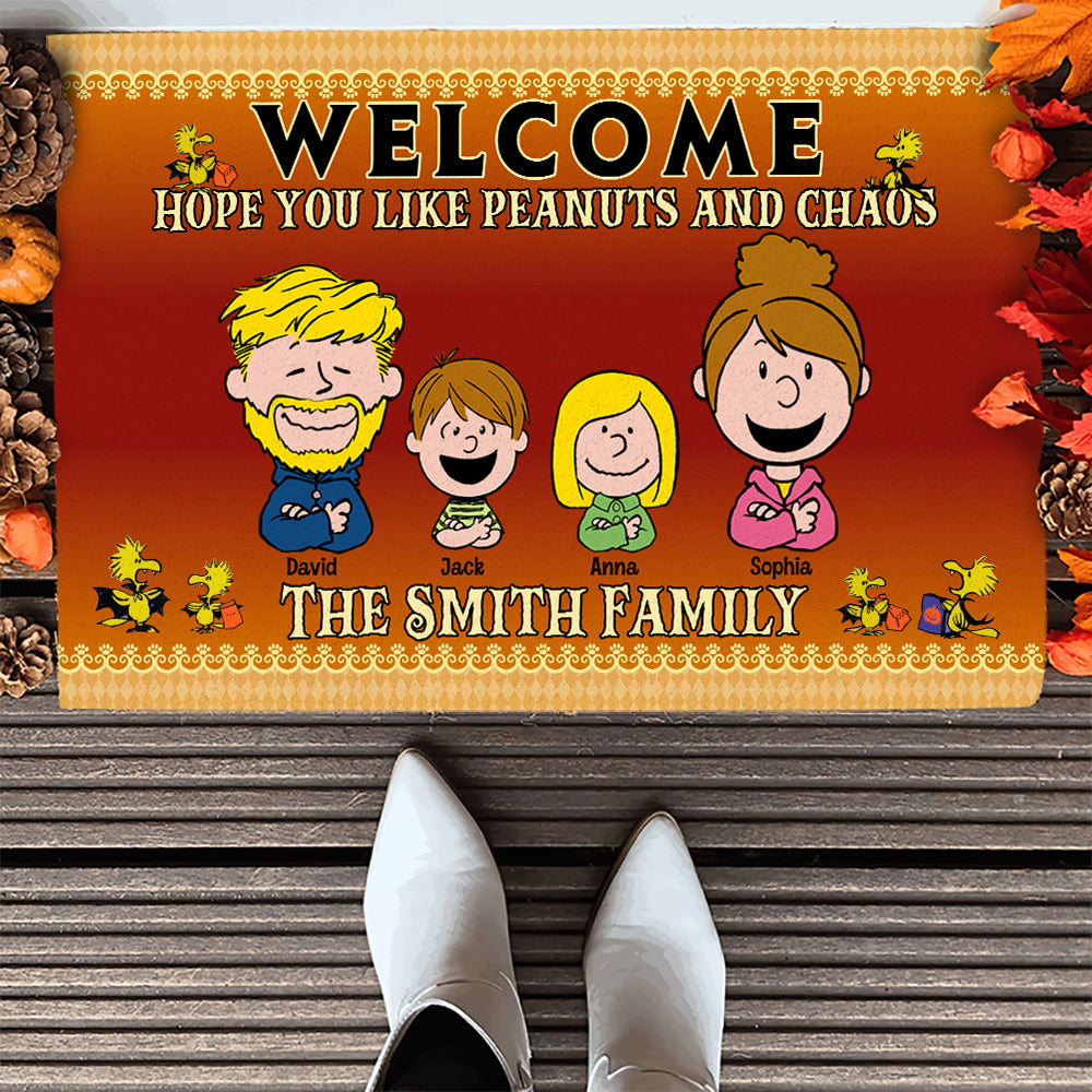 Personalized Peanuts Family Welcome Doormat