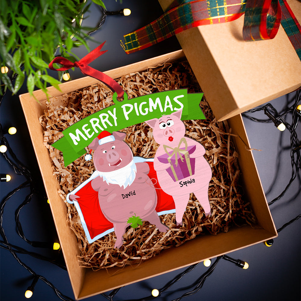Funny Pig Couple Personalized Ornament for Christmas - Valentine's Day Gifts Ornament PopCulturePrints