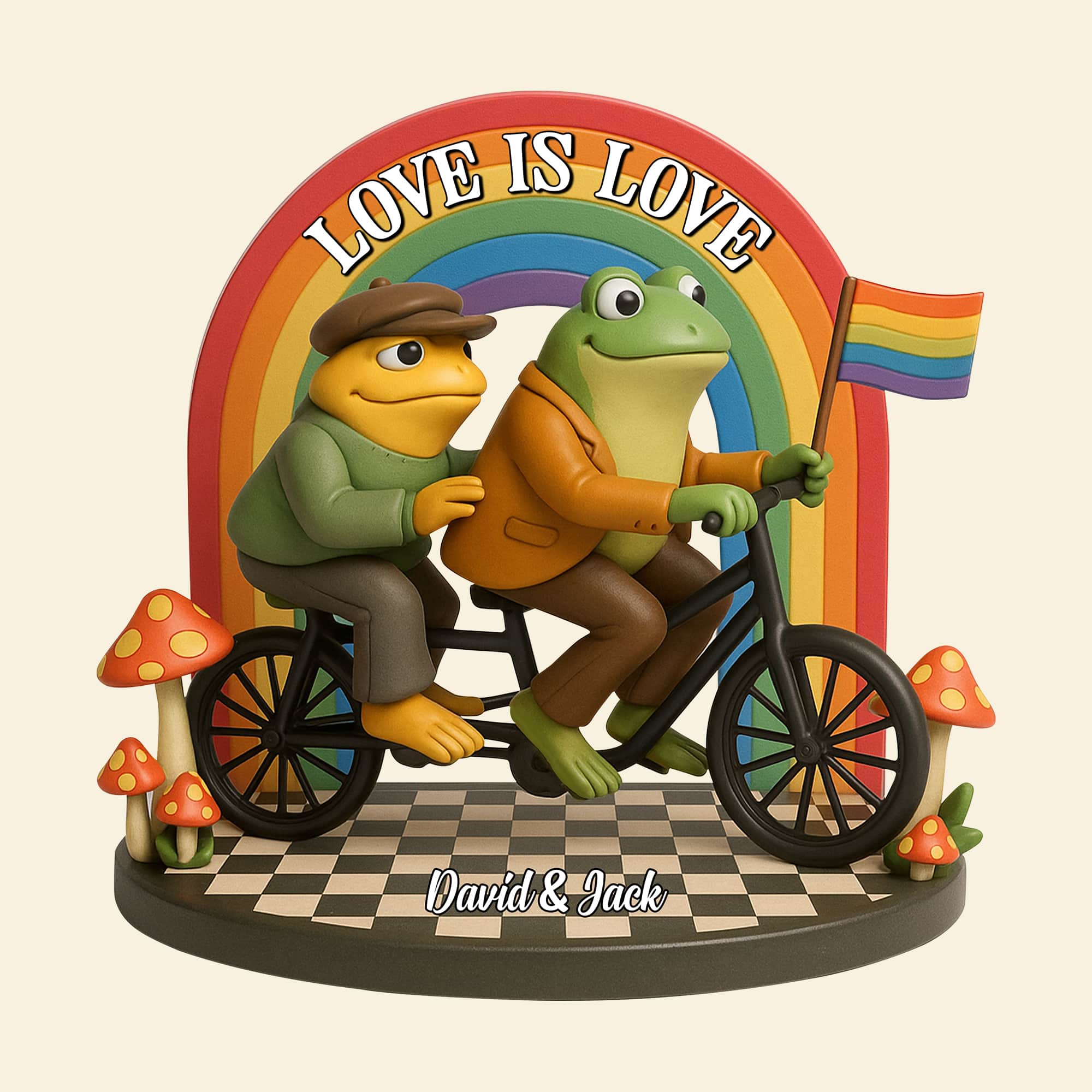 Love is Love - Personalized LGBT Frog Couple Plaque for Special Moments Shaped Plaques PopCulturePrints