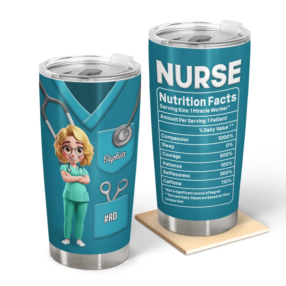 Nurse Nutrition Facts Tumbler - Personalized Gift for Healthcare Heroes Tumbler PopCulturePrints