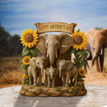 Load image into Gallery viewer, Happy Mother&#39;s Day - Personalized Elephant Family Plaque - Unique Gift for Mom &amp; Grandma Shaped Plaques PopCulturePrints
