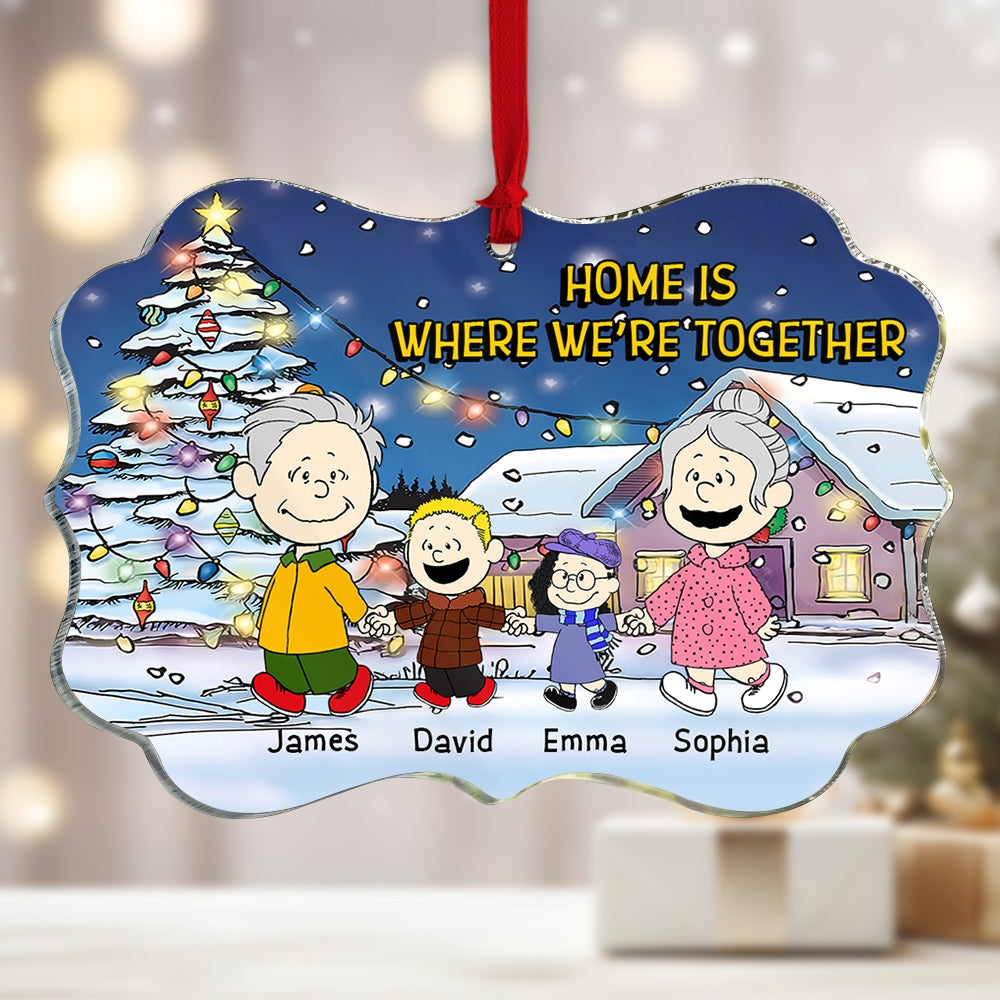 Personalized Cartoon Family Holding Hands Christmas Ornament - Custom Names