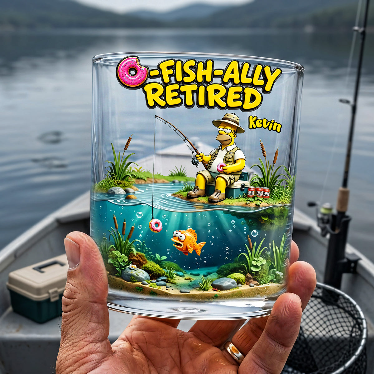 Retired, Fishing Fun Awaits - Personalized Retirement Round Glass