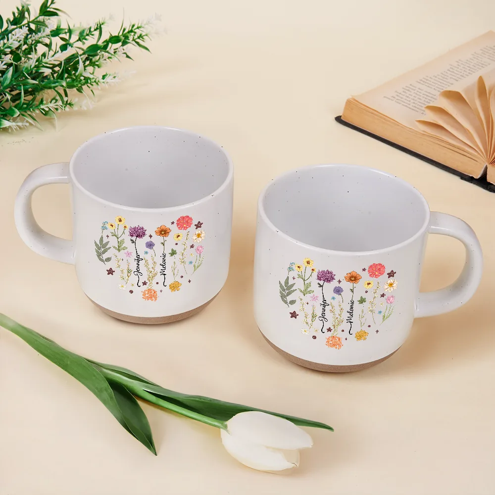 "Celebrate Each Month with Unique Floral Designs" - Personalized Pottery Mug - Gift for Mom, Grandma, and Loved Ones Pottery Mug PopCulturePrints