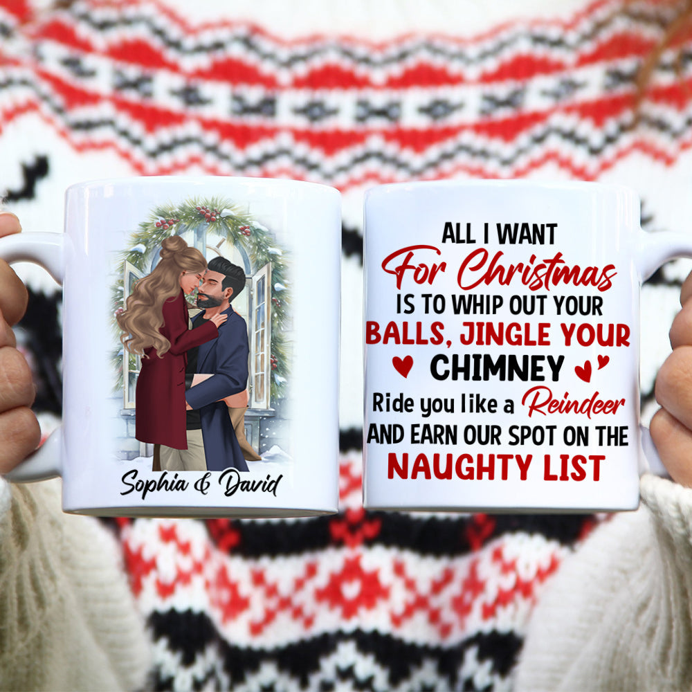 Personalized Naughty List Christmas Mug for Couples Coffee Mug PopCulturePrints