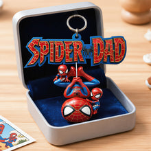 Load image into Gallery viewer, "Be Your Own Superhero!" - Personalized Spider Dad Acrylic Keychain - Perfect Gift for Dad, Grandpa, and More! Keychains PopCulturePrints
