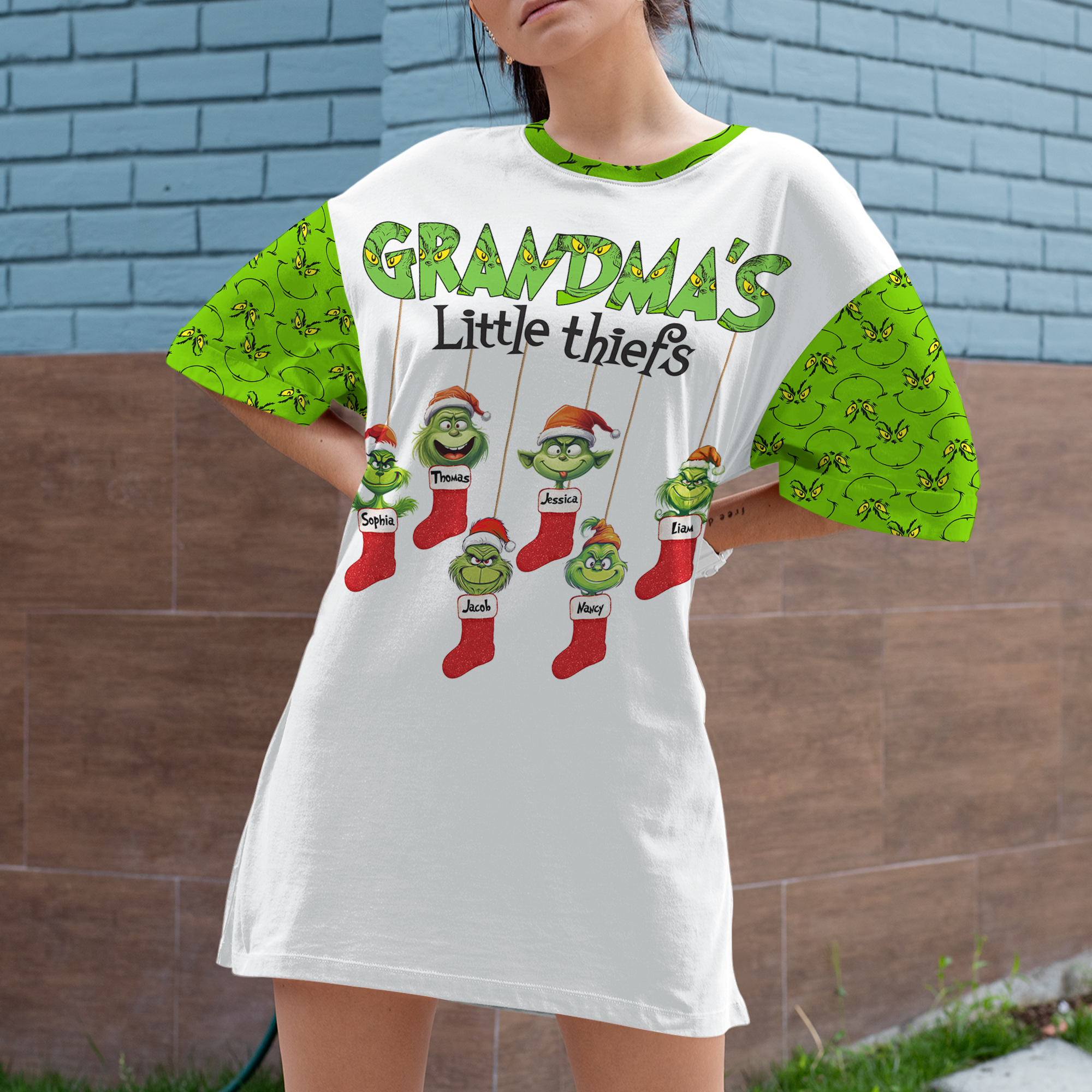 Personalized Christmas Raglan Dress for Grandma - Little Thieves Design