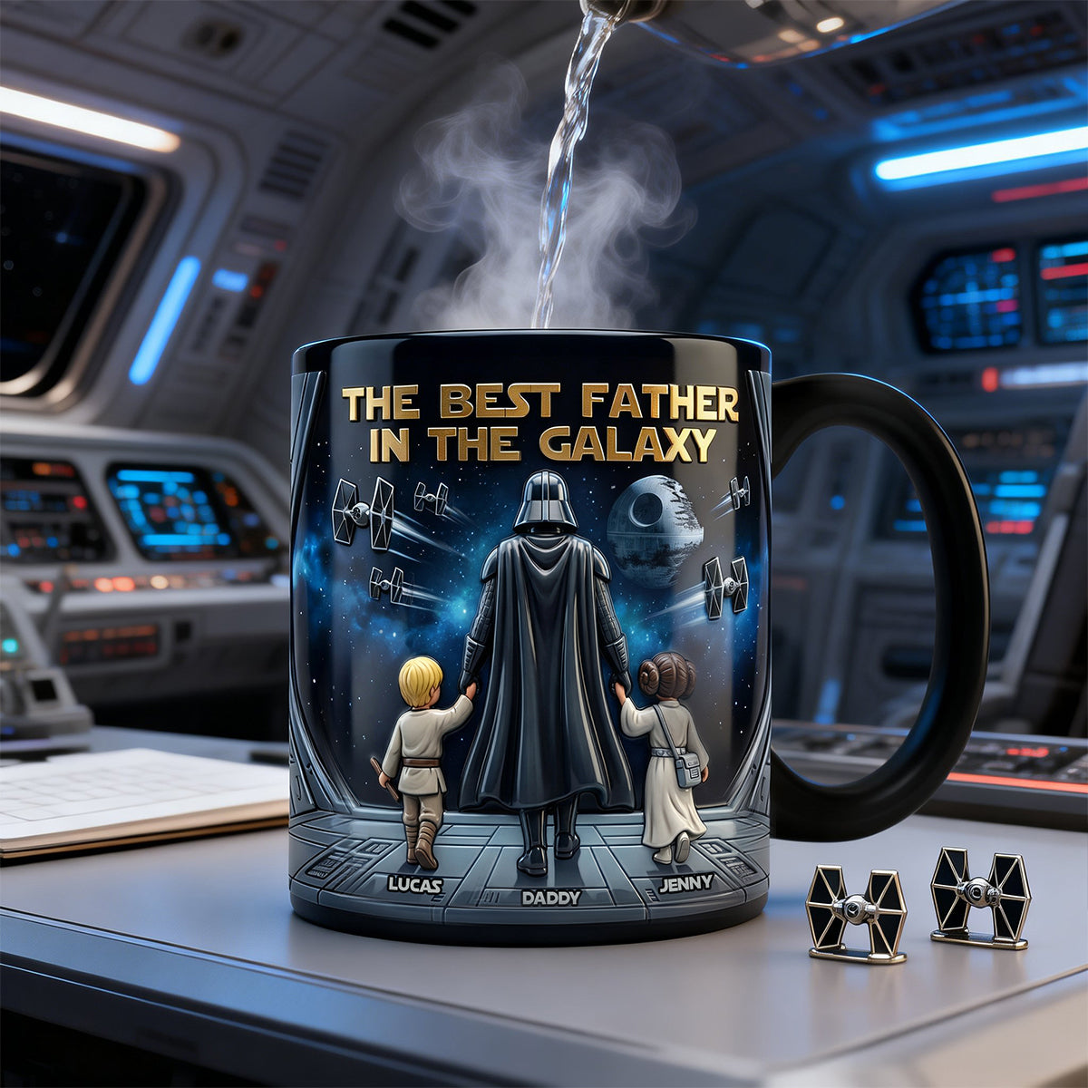 "The Best Father in the Galaxy" - Personalized Magic Coffee Mug for Dad, Grandpa & More Coffee Mug PopCulturePrints