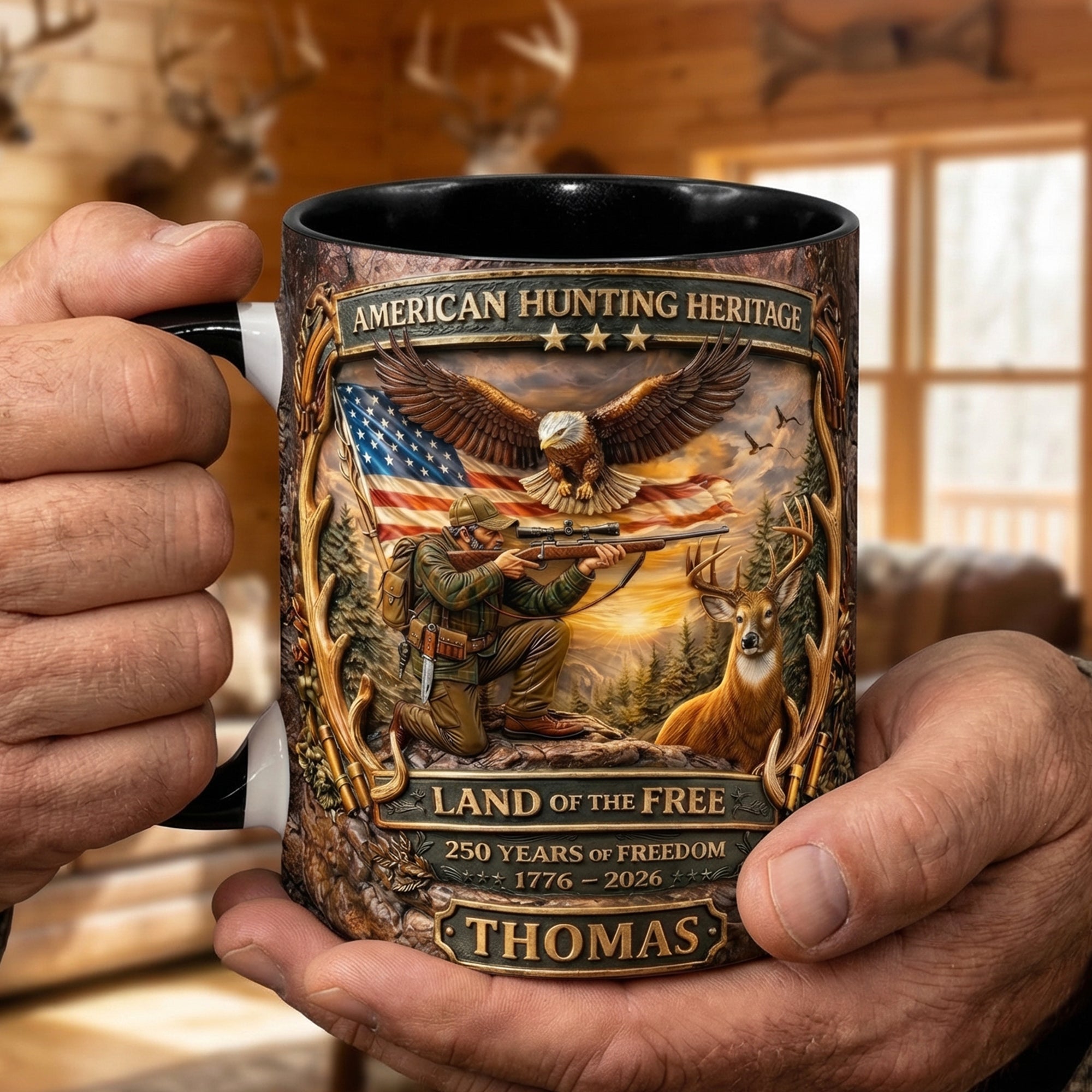 “Land of the Free - Personalized Mug for Hunters” - Custom Gift for Outdoor Enthusiasts Coffee Mug PopCulturePrints