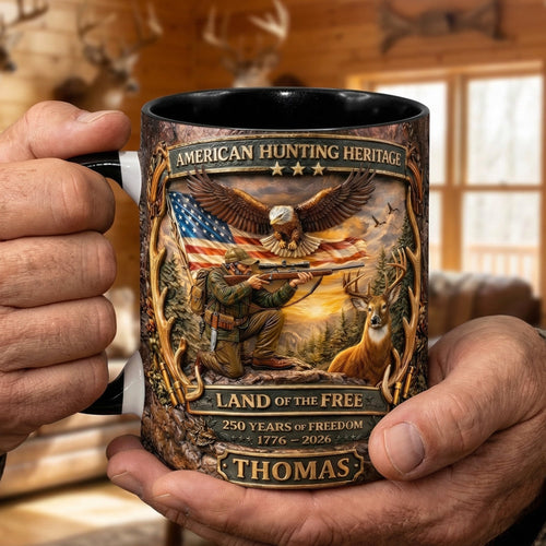 “Land of the Free - Personalized Mug for Hunters” - Custom Gift for Outdoor Enthusiasts Coffee Mug PopCulturePrints