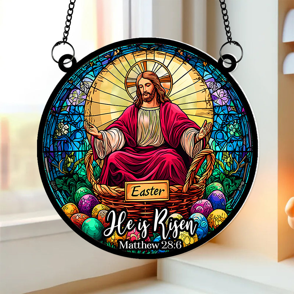 He is Risen Easter Suncatcher Ornament - Meaningful Gift Suncatcher PopCulturePrints