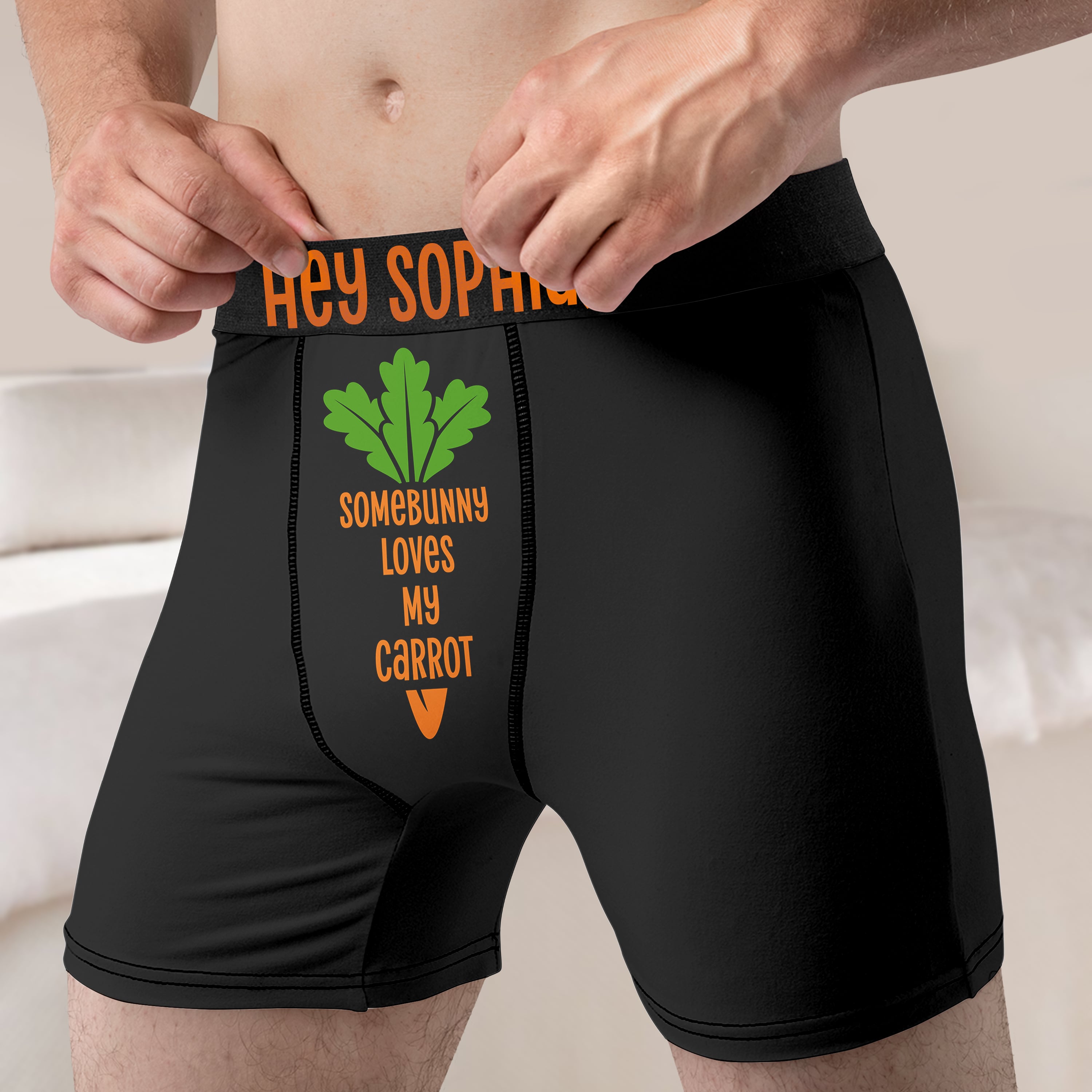 Personalized Men's Boxers - Carrot Bunny Design | Valentine's Day Gifts Boxer Briefs PopCulturePrints