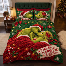 Load image into Gallery viewer, Let's Be Naughty Together - Furry Naughty Couples Quilt Bed Set - Personalized Christmas Gifts for Couples
