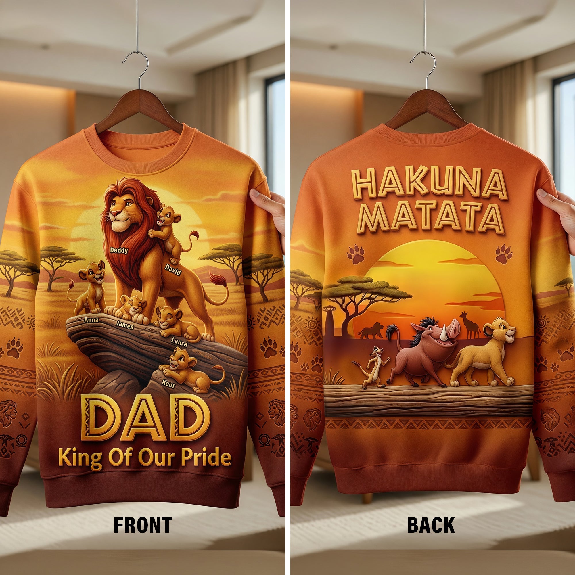 Daddy - King Of Our Pride - Personalized Gifts for Dad AOP Products PopCulturePrints