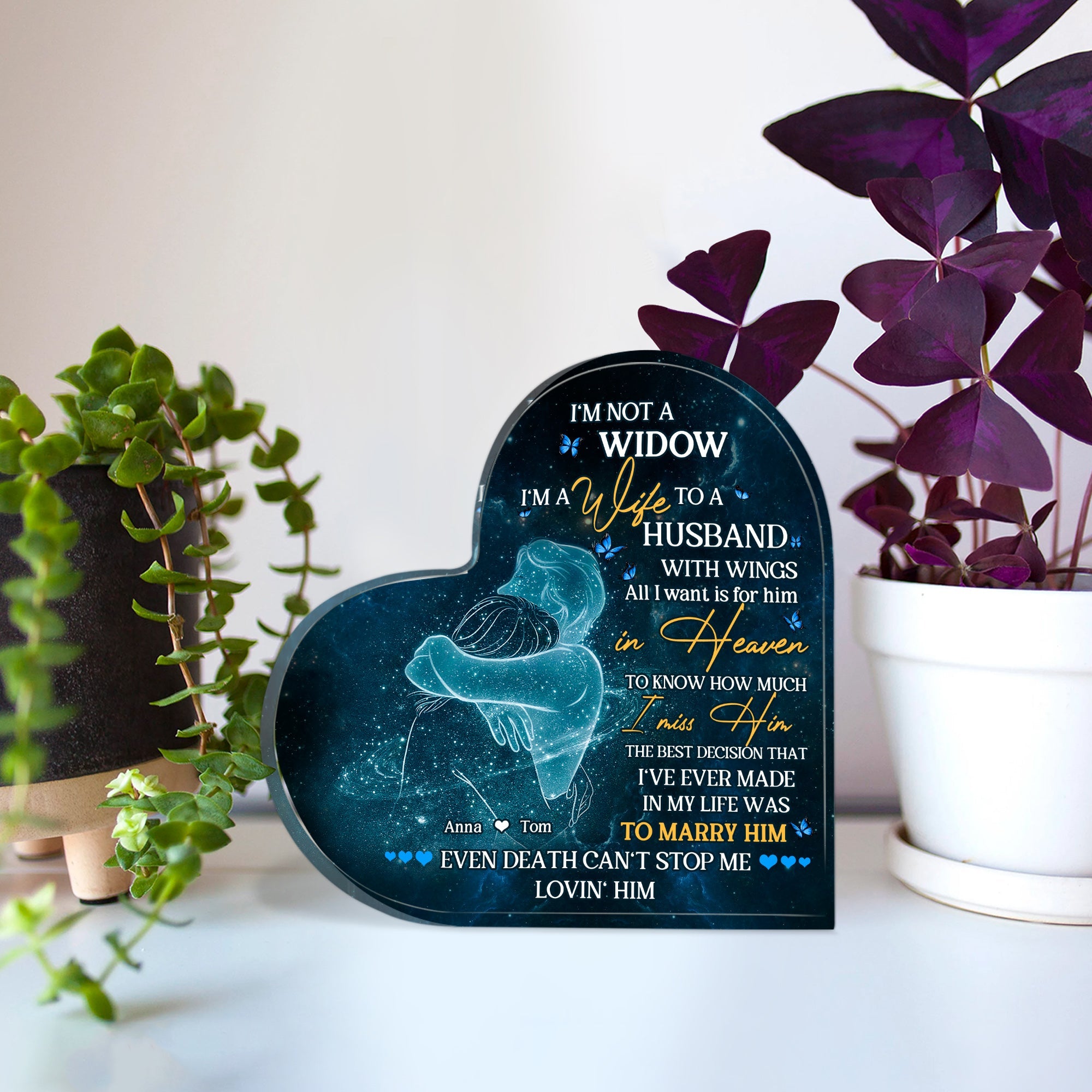 Heavenly Husband Memory Personalized Heart Acrylic Plaque Decorative Plaques PopCulturePrints