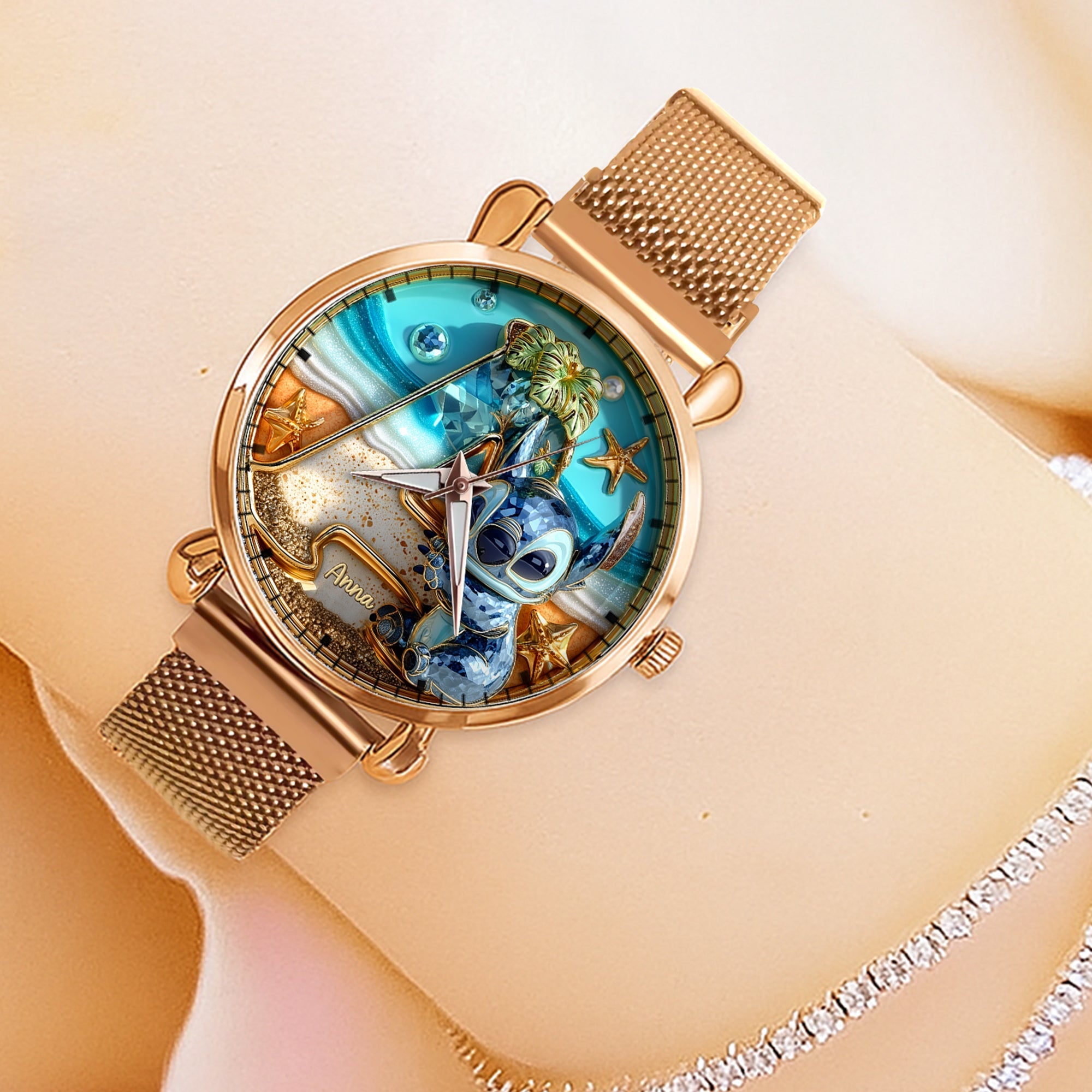 “Embrace the Alien Vibes!” - Cute Blue Alien Quartz Watch, Personalized Gift for Movie Lovers Quartz Watch PopCulturePrints