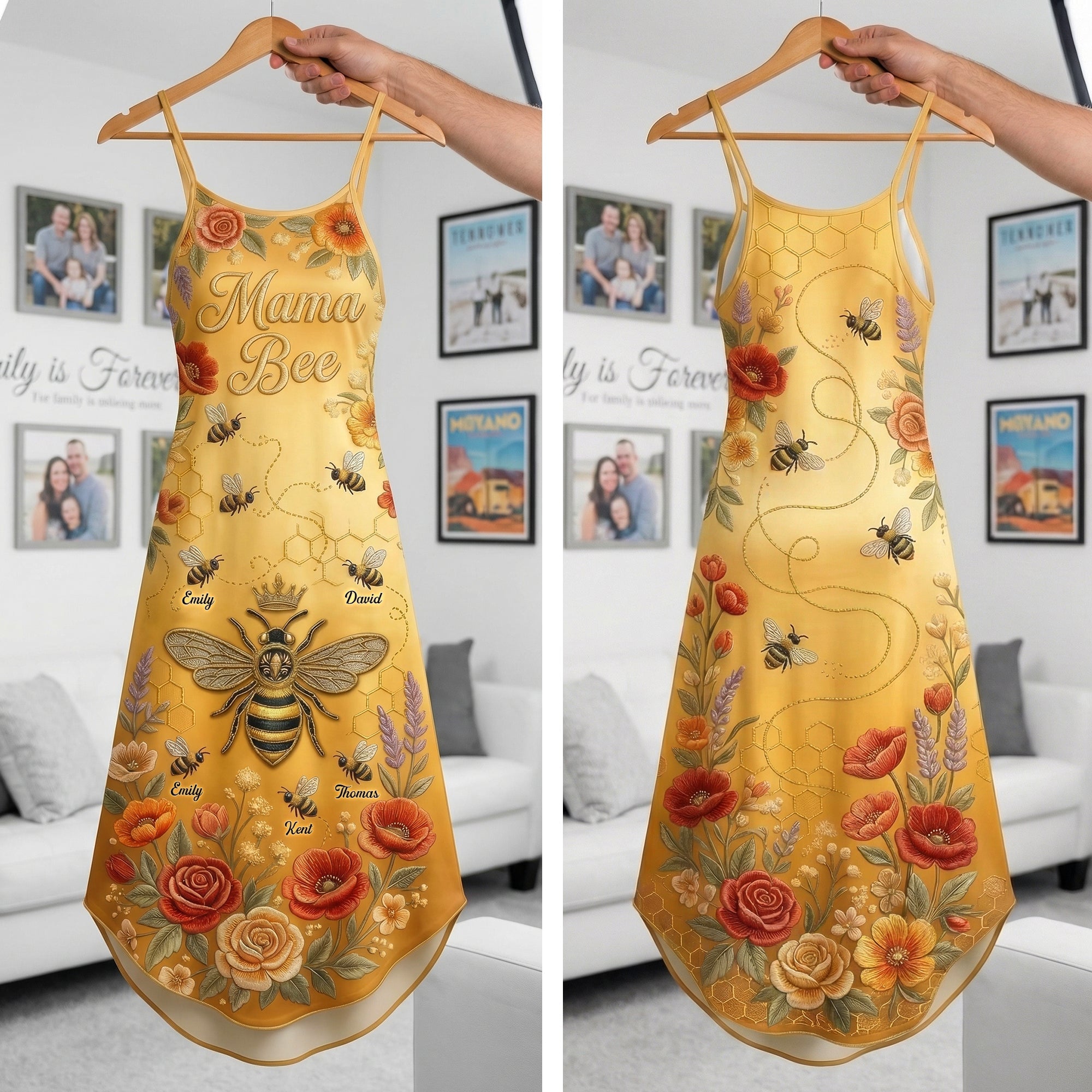 "Bee-lieve in Love" - Cute Little Bee Suspender Maxi Dress - Personalized Gift for Grandma/Mom Dress PopCulturePrints