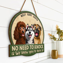 Load image into Gallery viewer, &quot;No Need To Knock&quot; - Personalized Custom Shaped Wood Sign for Pet Lovers Wood Shaped Sign PopCulturePrints
