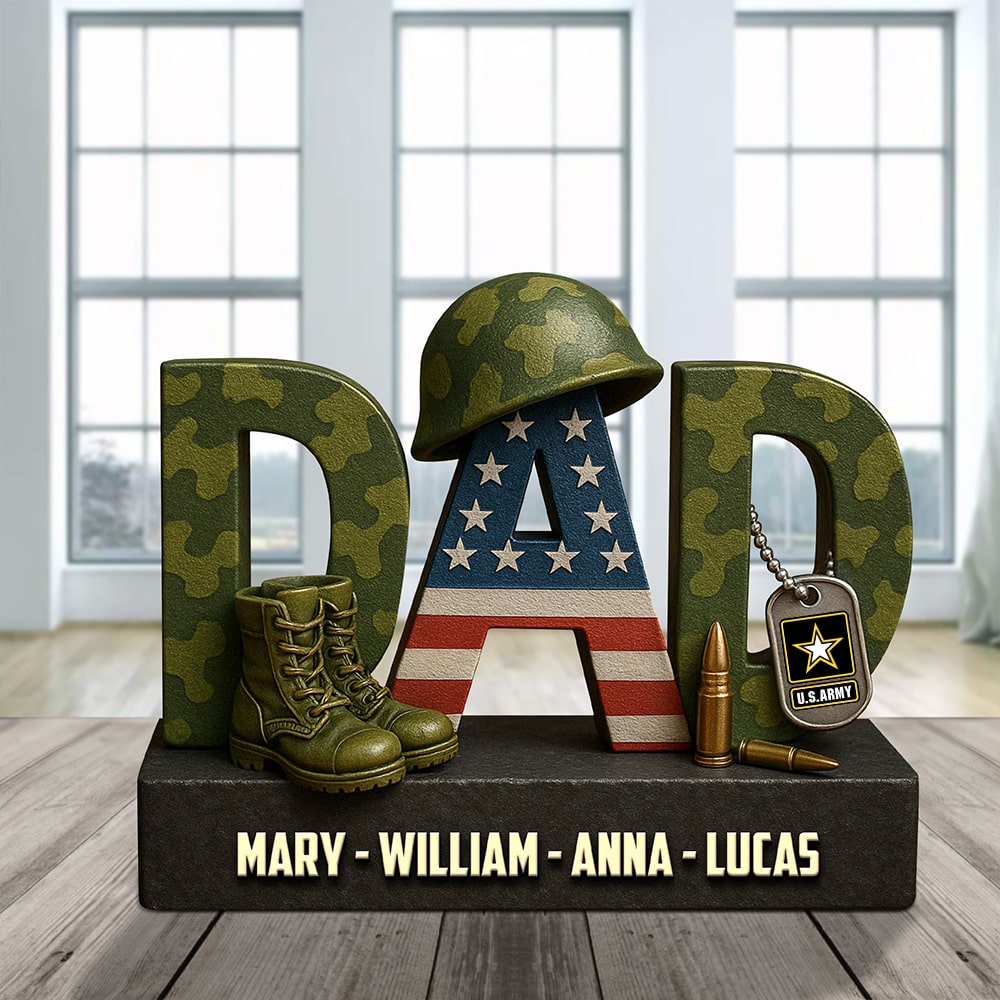Custom Military Logo Gifts for Veteran Dad - Personalized Tribute from Family Shaped Plaques PopCulturePrints
