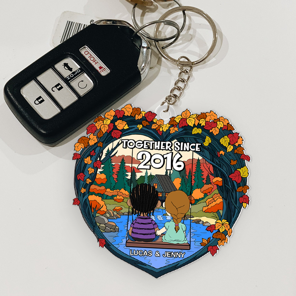Personalized Couple Keychain - Together Since 2016 Keychains PopCulturePrints