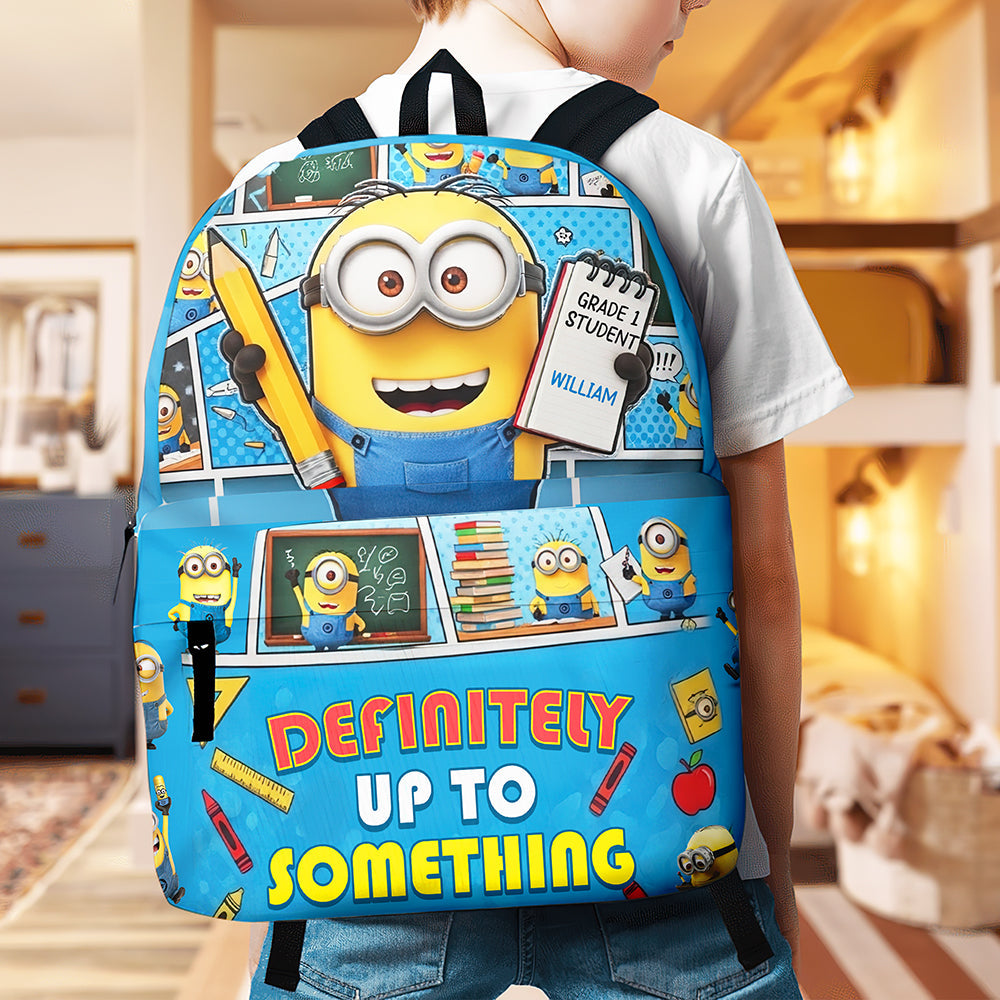 "Definitely Up To Something" - Fun Character Backpack - Personalized Gifts For Kids Backpack PopCulturePrints
