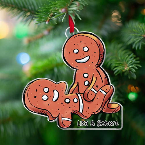 Personalized Naughty Gingerbread Couple Ornament | Christmas Humor | Valentine's Day Gifts Ornament PopCulturePrints