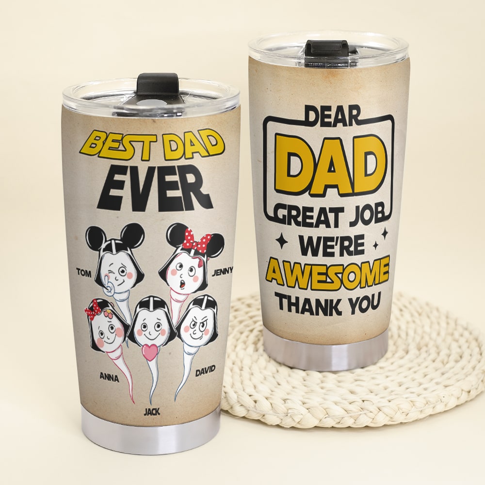 Personalized Best Dad Ever Tumbler - Custom Father's Day Gift Tumbler Cup PopCulturePrints