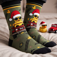 Load image into Gallery viewer, “Adventure Awaits!” - Quirky Duck On Adventure Car Socks - Personalized Gift for Off-road Lovers
