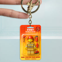 Load image into Gallery viewer, Dad, You&#39;re Our Hero - Firefighter Dad Keychain | Personalized Gifts for Fathers Keychains PopCulturePrints
