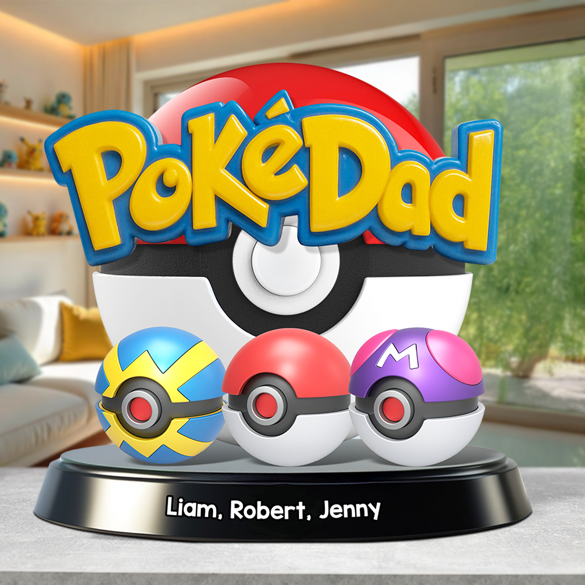 "PokéDad: Catch the Memories" - Personalized Acrylic Plaque - Gift for Dad, Grandpa, and More Shaped Plaques PopCulturePrints