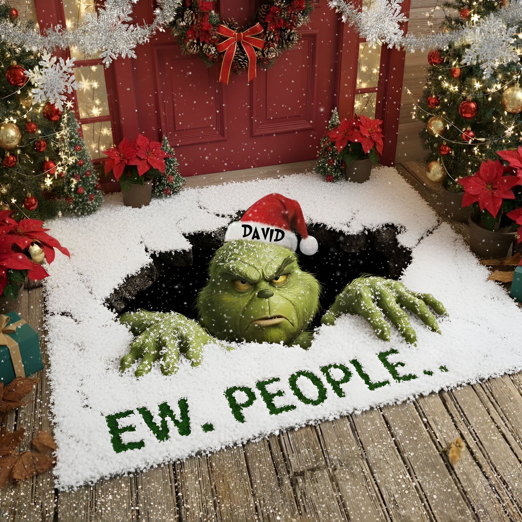 "EW. PEOPLE.." - Playful Green Monster Doormat - Personalized Gifts for Movie Lovers Doormat PopCulturePrints