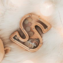Load image into Gallery viewer, Personalized Wooden Letter Piggy Bank for Kids - Unique Gift Idea Wood Sign PopCulturePrints

