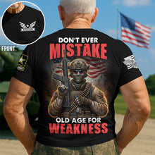 Load image into Gallery viewer, Don&#39;t Ever Mistake Old Age for Weakness - Personalized Old Warrior 3D Shirt AOP Products PopCulturePrints
