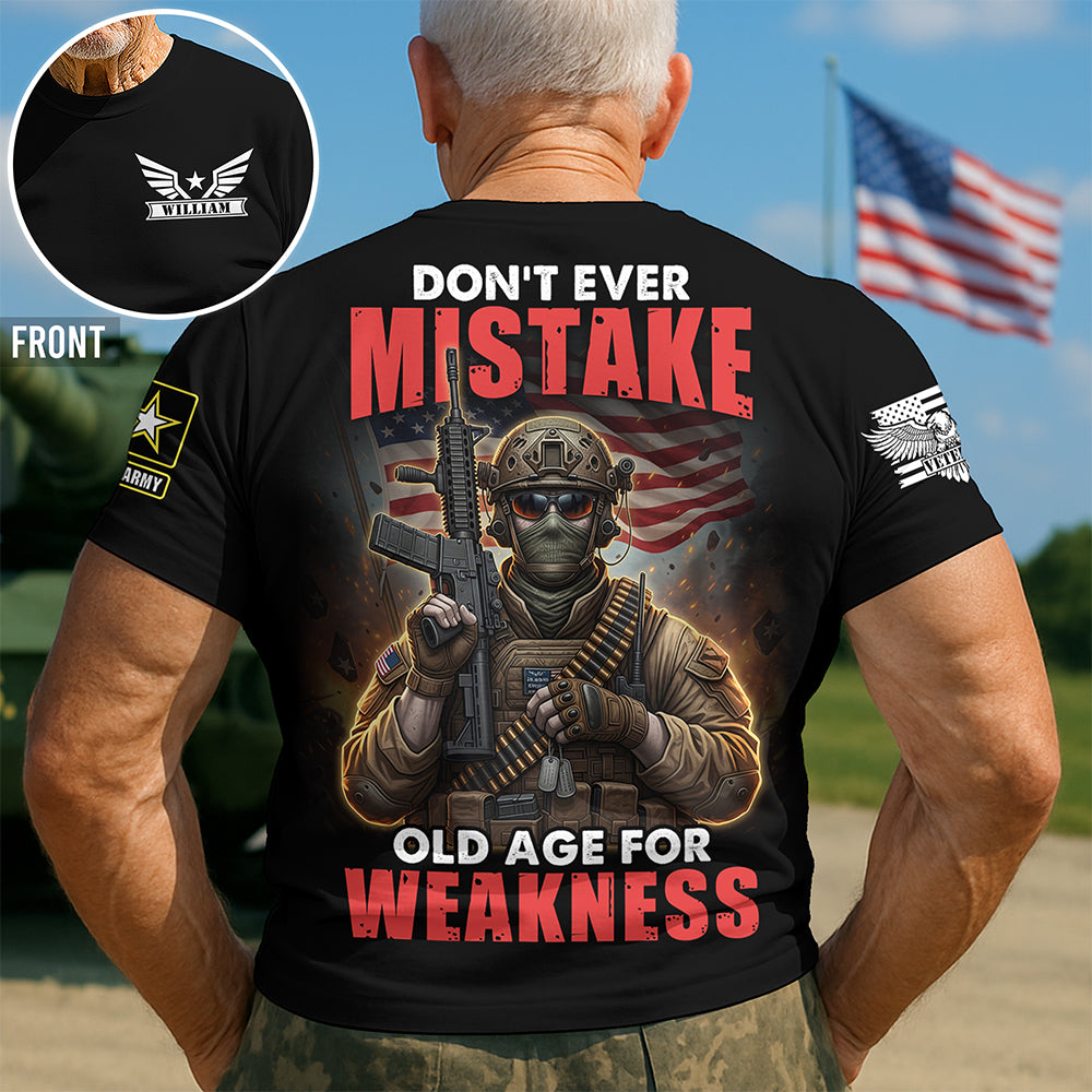 Don't Ever Mistake Old Age for Weakness - Personalized Old Warrior 3D Shirt AOP Products PopCulturePrints