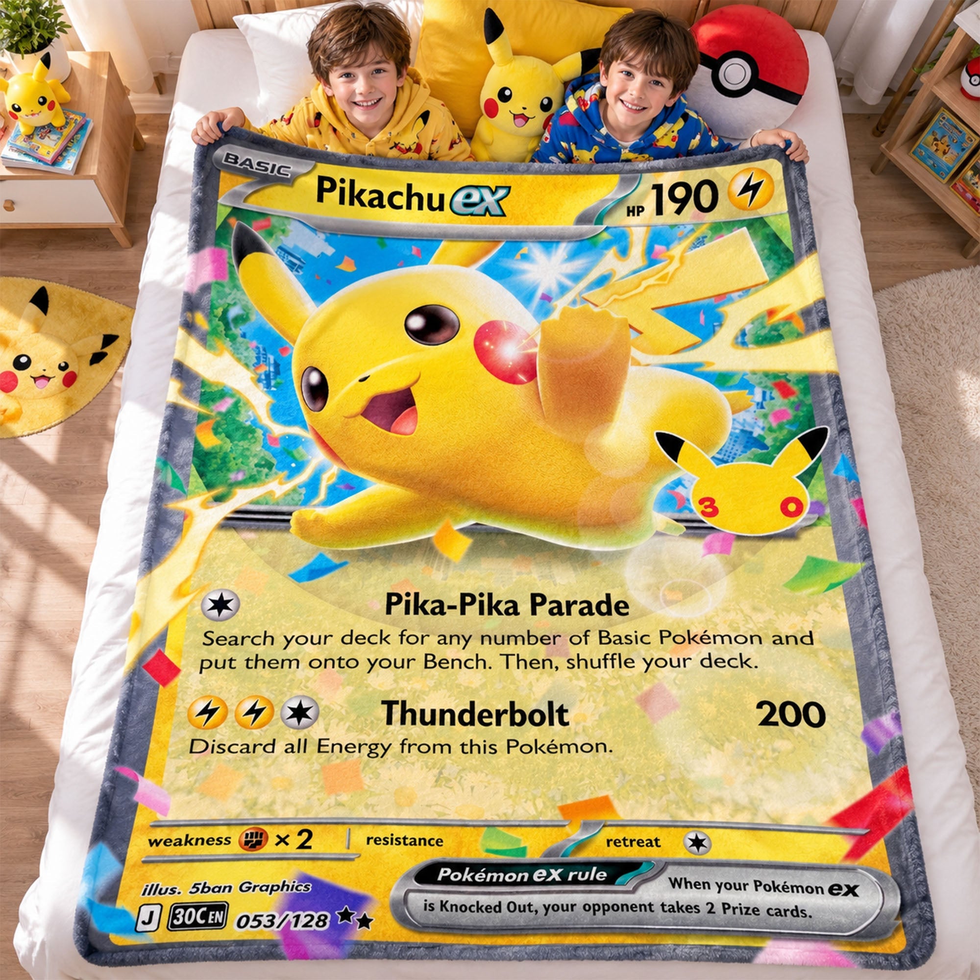 Celebrate Your 30th Anniversary with a Touch of Magic - Custom Creature Game Card Blanket - Perfect Gift for Fans of All Ages