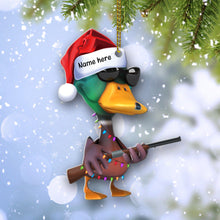 Load image into Gallery viewer, Customizable Hunting Lover&#39;s Christmas Ornament - Cool Duck with Shotgun
