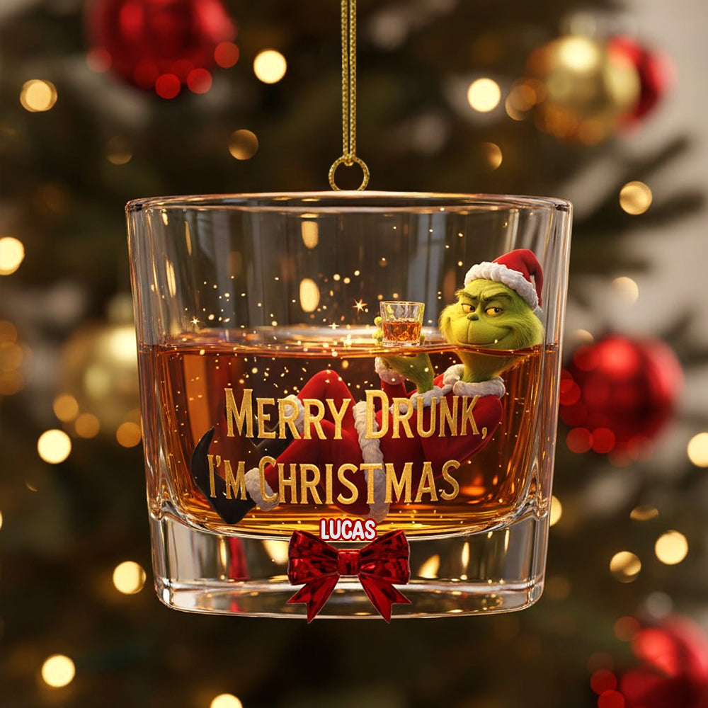 Merry Drunk I'm Christmas - Personalized Funny Christmas Ornament for Drinking Lovers Ornament PopCulturePrints