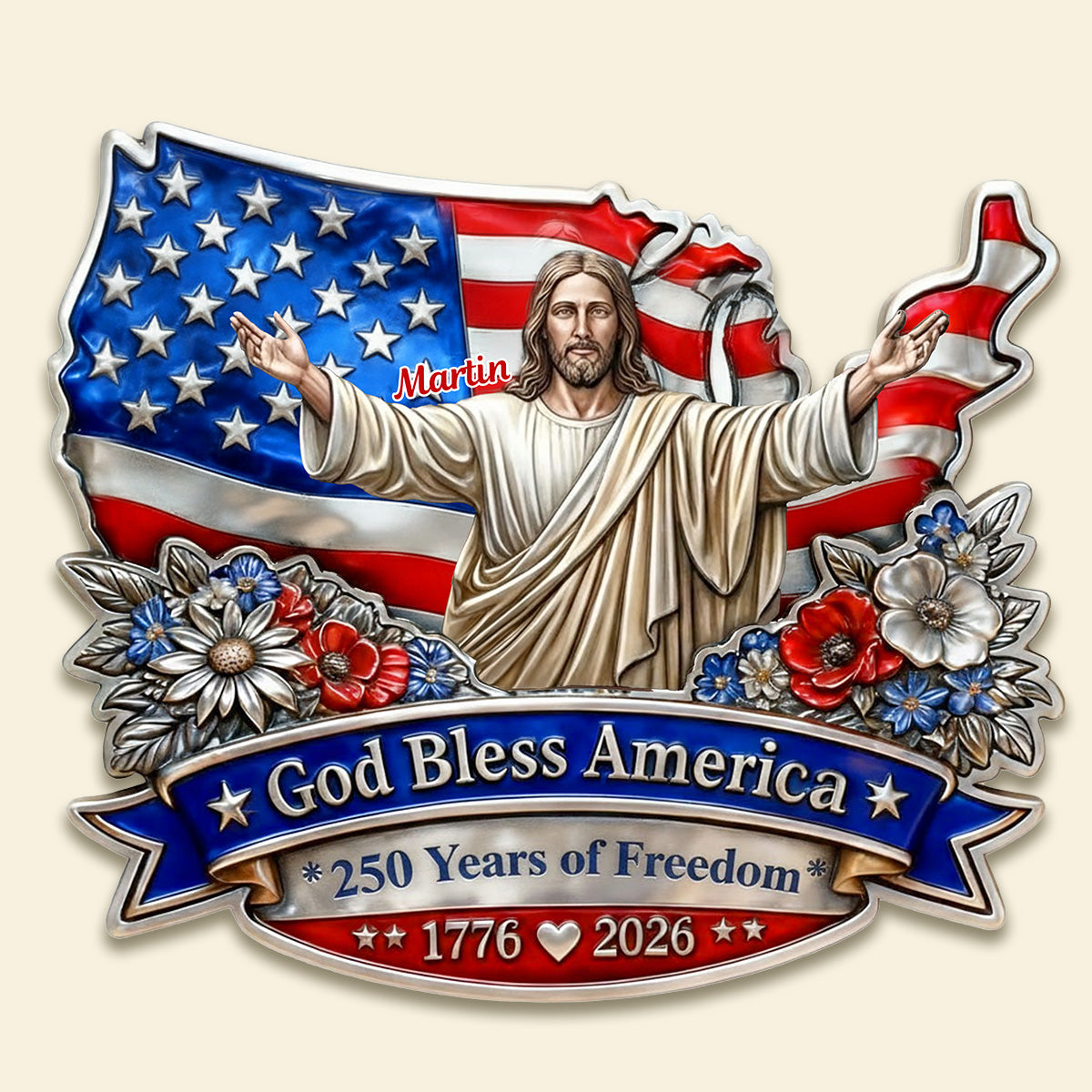 “Celebrate 250 Years of Freedom” - USA 250th Anniversary Metal Sign - Personalized Gift for Family and Friends Metal Signs PopCulturePrints