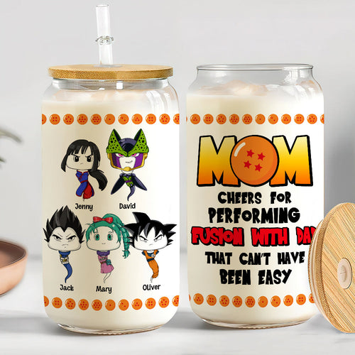 Personalized Anime Mom Glass Can - Mother's Day Gift Glass Can PopCulturePrints