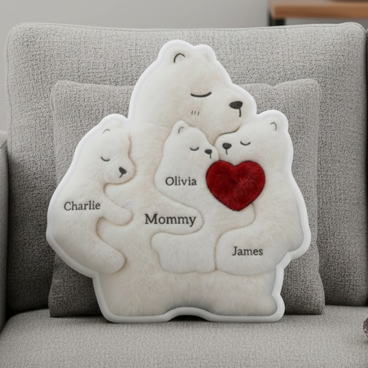 “Hugs of Love” – Nurturing Bear Mom Custom Shape Pillow - Personalized Gift for Mom, Grandma & Loved Ones Pillow PopCulturePrints