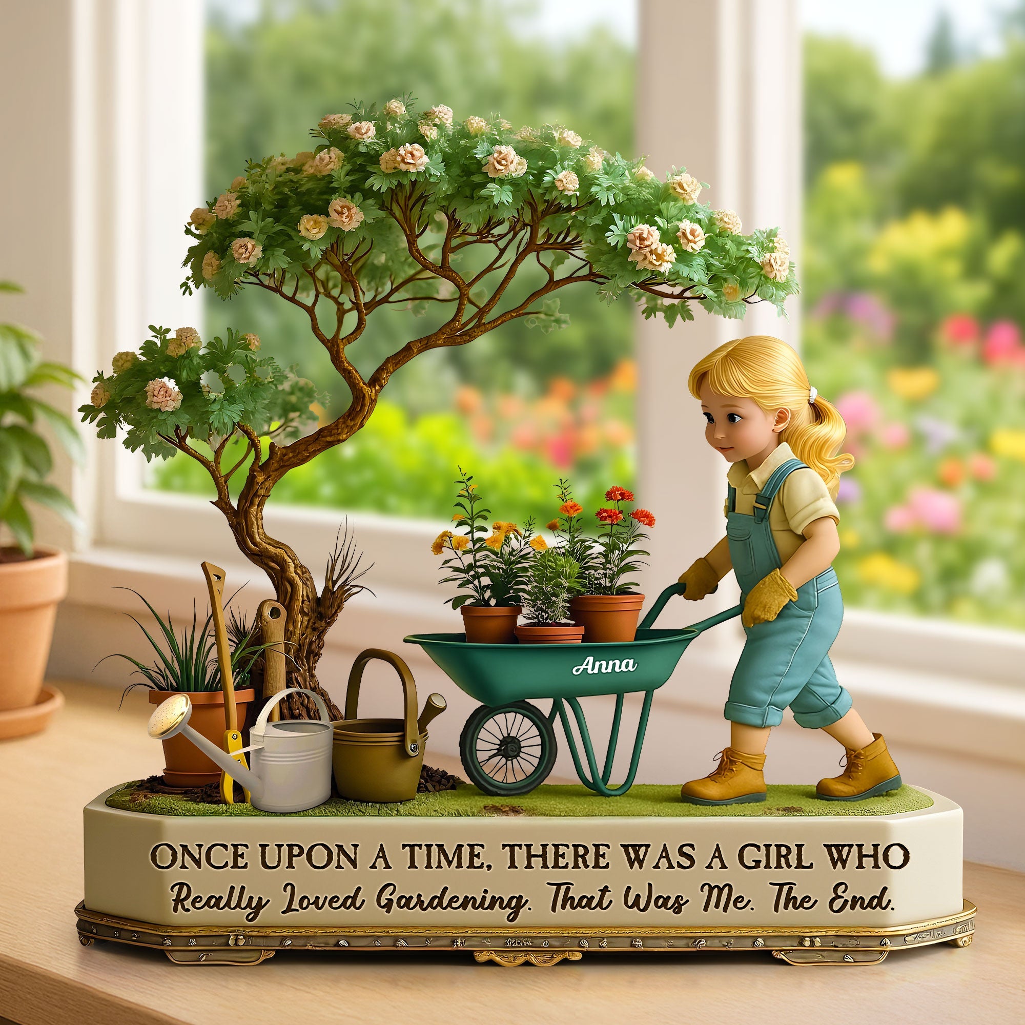 “Once Upon a Time, There Was a Girl Who Really Loved Gardening” - Personalized Cute Gardening Girl Plaque - Gift for Gardening Lovers Shaped Plaques PopCulturePrints