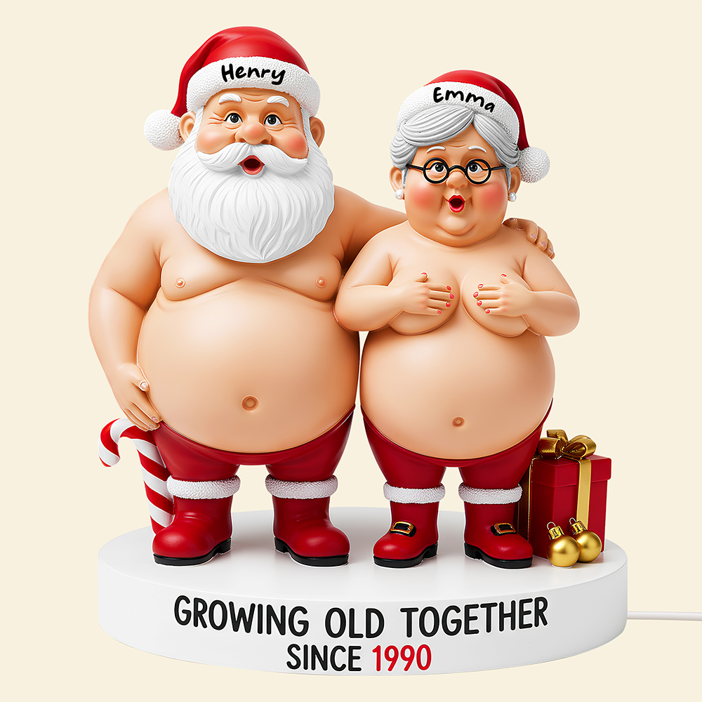 "Growing Old Together - A Lighthearted Tribute to Lasting Love" - Funny Old Santa Light Box - Personalized Gift for Couples, Anniversaries, and Holiday Celebrations Light Box PopCulturePrints