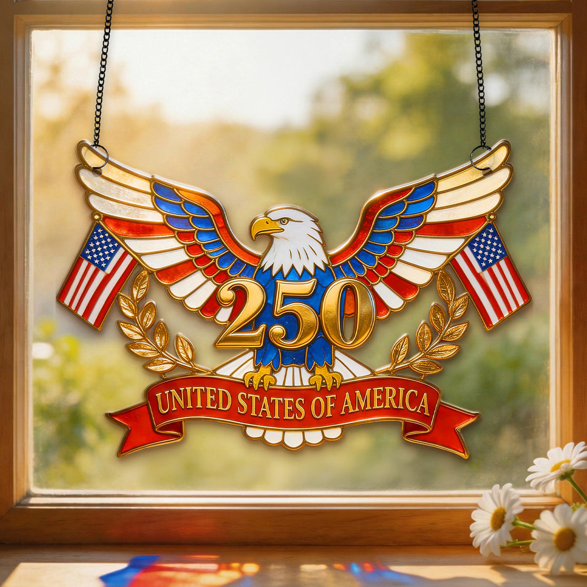 Celebrate Freedom: 250th Anniversary Of The USA Suncatcher - Personalized Gift for Patriots Ornament PopCulturePrints
