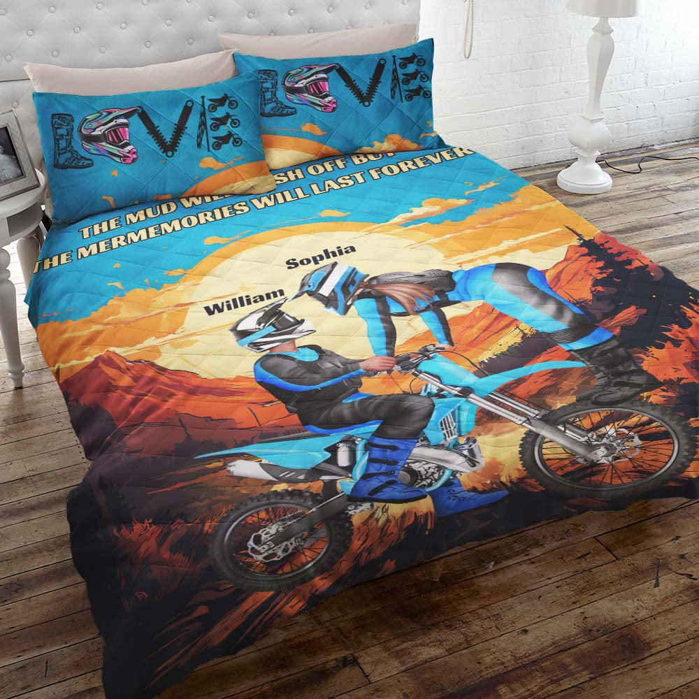 Personalized Motocross Couple Quilt Bed Set - Forever Memories Blanket PopCulturePrints