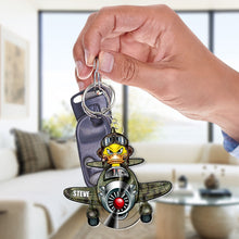 Load image into Gallery viewer, Personalized Cartoon Duck Pilot Keychain
