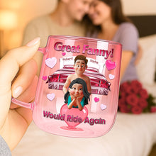 Load image into Gallery viewer, Great Fanny! Would Ride Again – Personalized Naughty Couple 3D Heart Glass Mug 3D Heart Glass Mug PopCulturePrints

